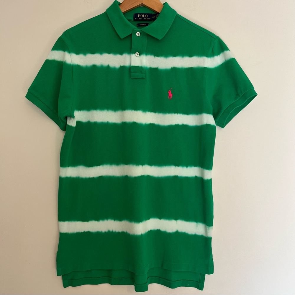 Polo Ralph Lauren Men's Custom-Fit Tie-Dyed Cotton Polo, Stem Green, Medium